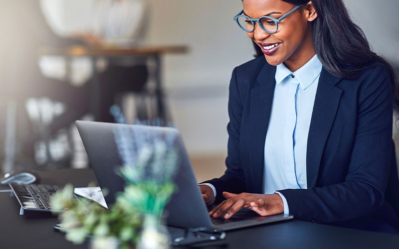 Woman using laptop